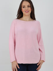 Italian Soft Feel Scoop Neck Jumper - Baby Pink