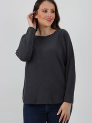 Italian Soft Feel Scoop Neck Jumper - Charcoal