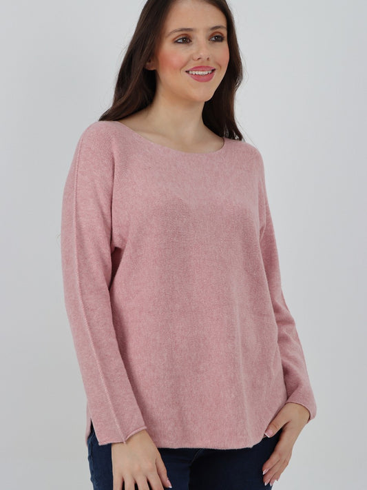 Italian Soft Feel Scoop Neck Jumper - Dusty Pink