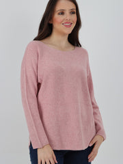 Italian Soft Feel Scoop Neck Jumper - Dusty Pink