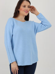 Italian Soft Feel Scoop Neck Jumper - Ice Blue