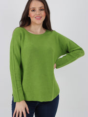 Italian Soft Feel Scoop Neck Jumper - Lime Green