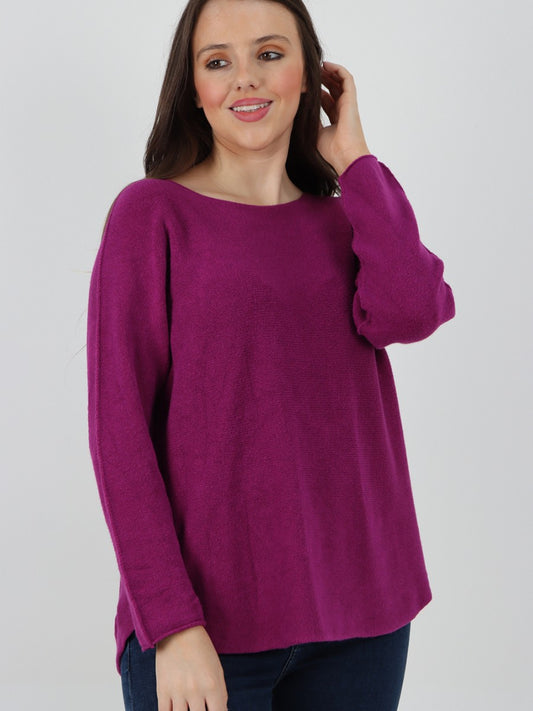 Italian Soft Feel Scoop Neck Jumper - Magenta