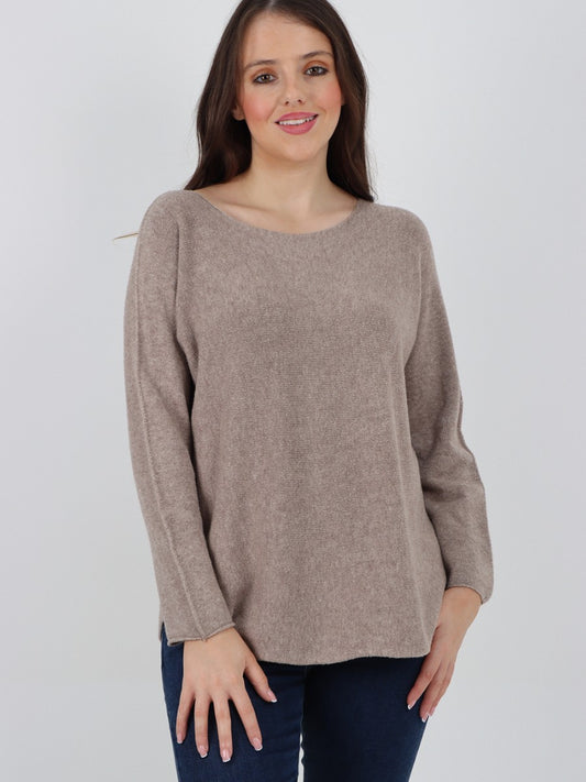 Italian Soft Feel Scoop Neck Jumper - Mocha