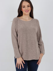 Italian Soft Feel Scoop Neck Jumper - Mocha