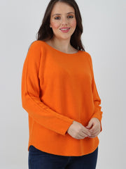 Italian Soft Feel Scoop Neck Jumper - Orange