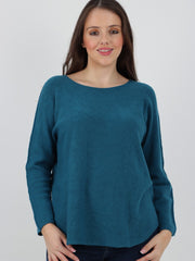 Italian Soft Feel Scoop Neck Jumper - Teal