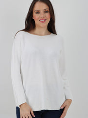Italian Soft Feel Scoop Neck Jumper - White