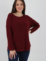 Italian Soft Feel Scoop Neck Jumper - Wine