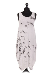 Italian Tie & Dye Print Lagenlook Dress - White