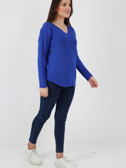 Italian V-neck Soft Knitted Jumper - Royal Blue