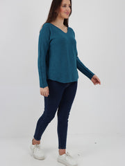 Italian V-neck Soft Knitted Jumper - Teal