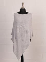 Italian Wool Mix Ribbed Star Poncho - Light Grey