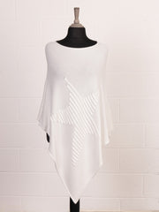 Italian Wool Mix Ribbed Star Poncho - White