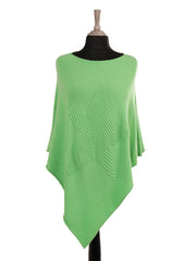 Italian Wool Mix Ribbed Star Poncho - Parrot Green