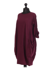 Italian Lagenlook Dress With Pockets - Wine