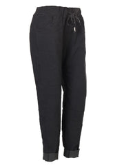 Italian Plain Magic Pants With Side Pockets - Charcoal