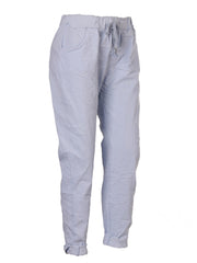 Italian Plain Magic Pants With Side Pockets - Ice Blue