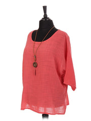 Italian Cotton Top - Coral