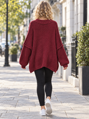 Italian Relaxed Fit Mohair Jumper - Wine