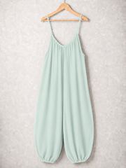 Italian Strappy Harem Style Jumpsuit With Side Pockets - Aqua