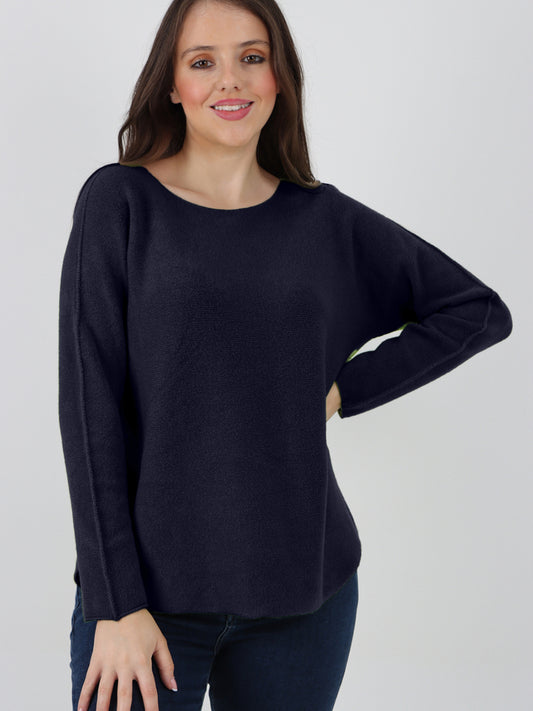 Italian Soft Feel Scoop Neck Jumper - Navy