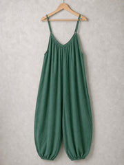 Italian Strappy Harem Style Jumpsuit With Side Pockets - Hunter Green