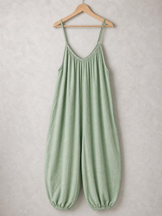 Italian Strappy Harem Style Jumpsuit With Side Pockets - Mint