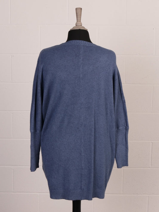 Italian Cable Knitted Batwing Jumper - Denim