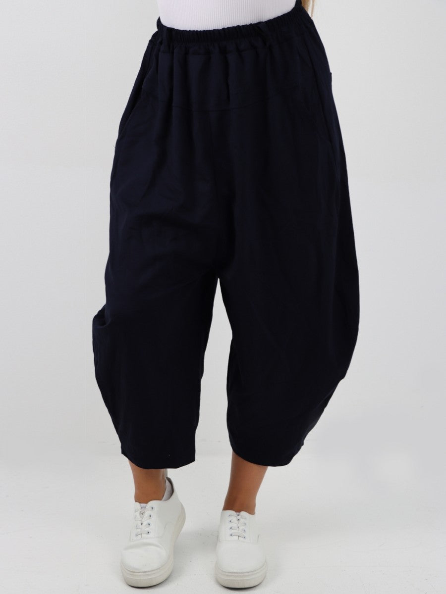 Italian Relaxed Fit Scuba Cocoon Style Trousers - Black