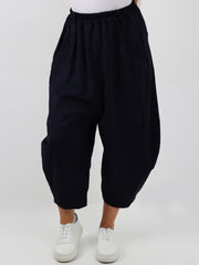 Italian Relaxed Fit Scuba Cocoon Style Trousers - Black