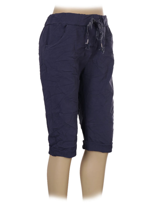 Italian Plain Magic Shorts With Side Pockets -  Navy