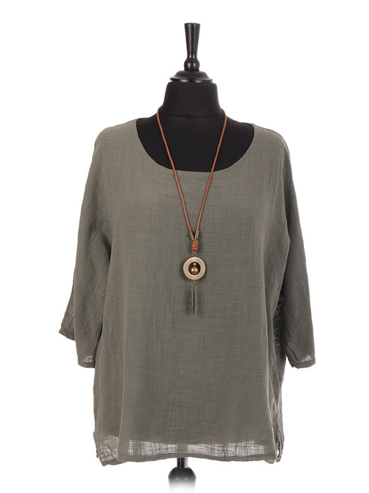 Italian Cotton Top  - Khaki
