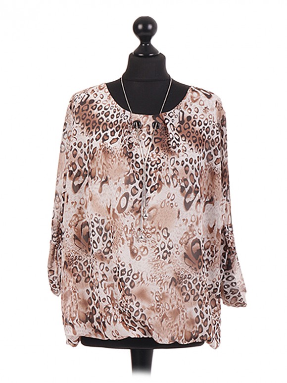 Animal Print Chiffon Necklace Top