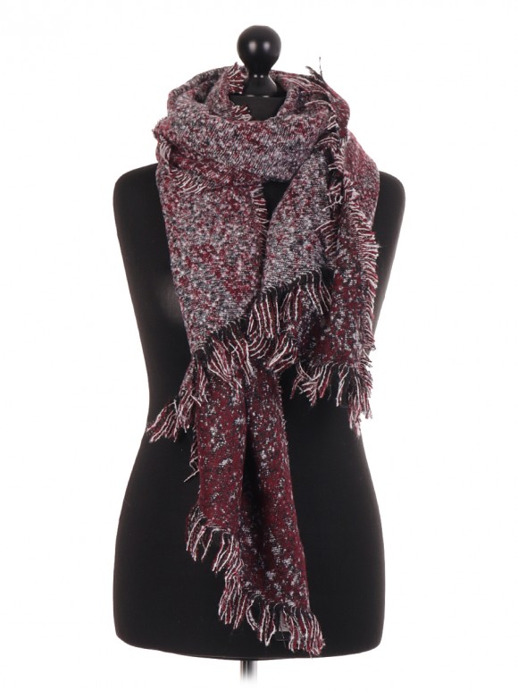 Asymmetric Long Fringed Scarf