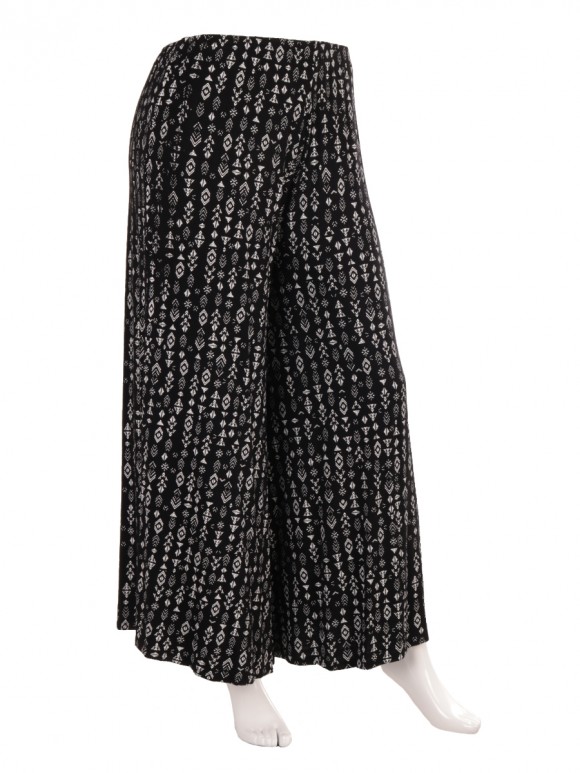 Aztec Printed Wide Leg Jersey Palazzo Pants