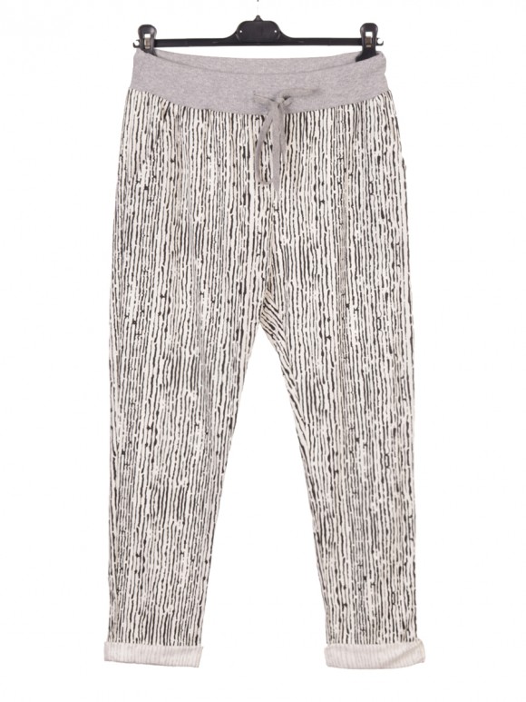 Italian Broken Stripe Printed Cotton Joggers