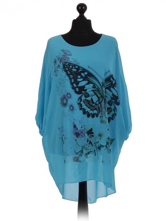 Italian Buttefly Batwing Chiffon Tunic Dress