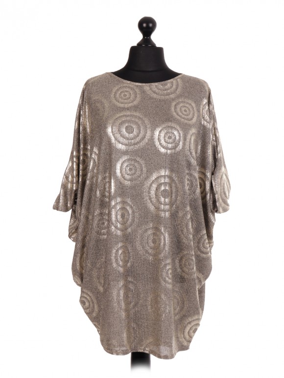 Circle Pattern Batwing Top - Color Gold