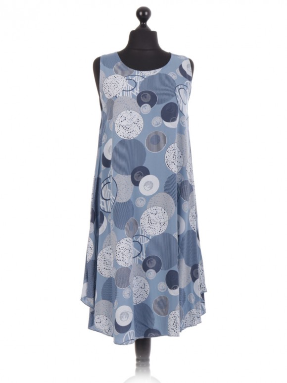 Italian Circle Print Sleeveless Dress