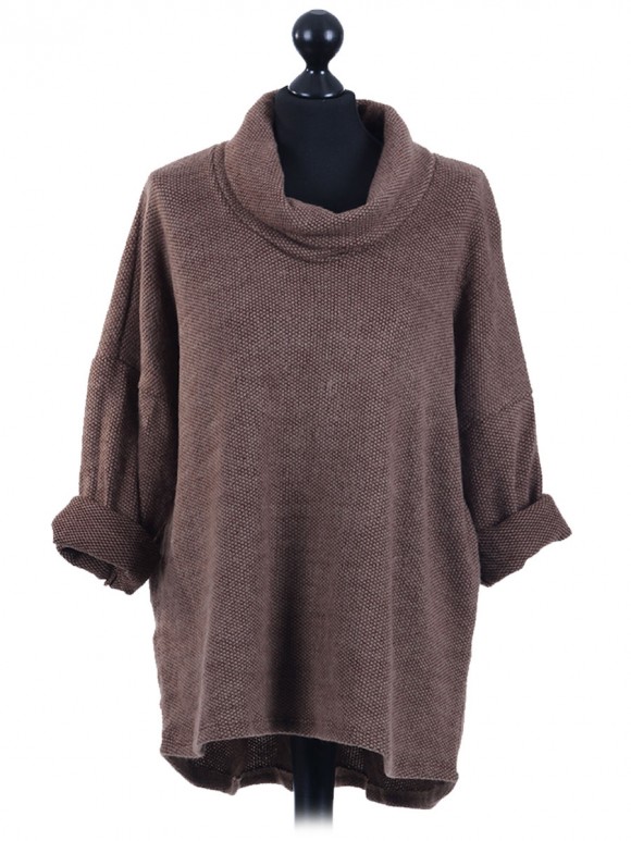 Italian Cowl Neck Top Brown 