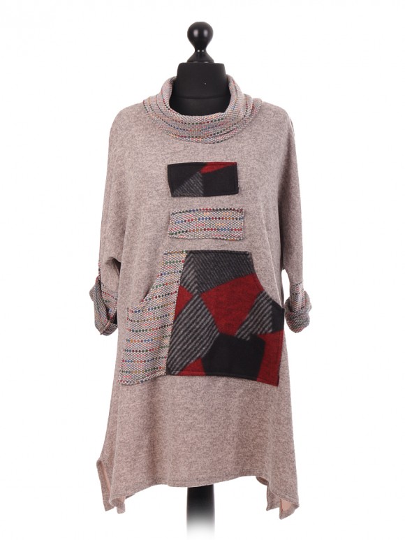 Cowl Neck Tunic Top With Kangaroo Pocket