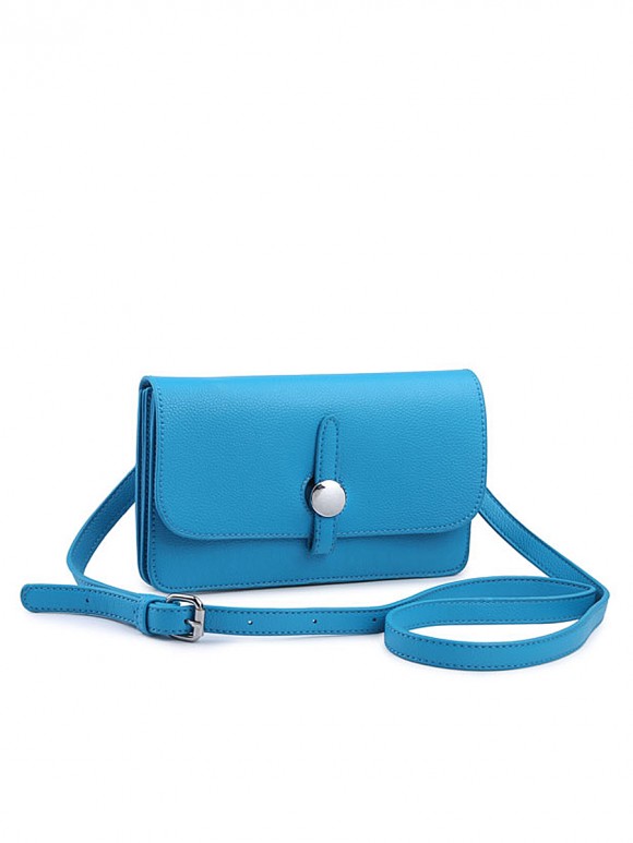 Faux Leather Cross Body Bag With Stud Fastening