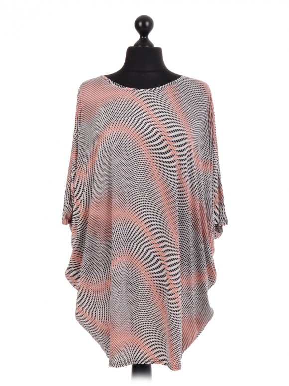 French Diamond Print Batwing Tunic