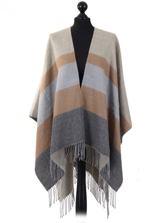 Fringed Striped Cape Grey 