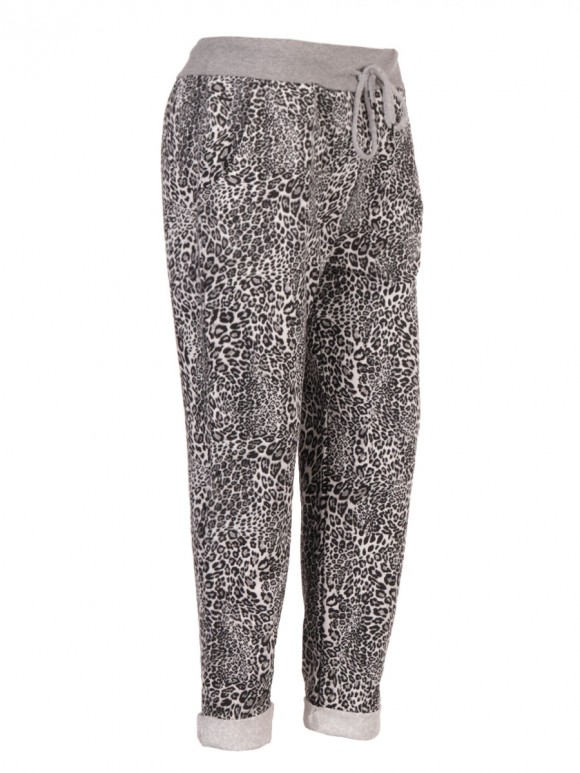 Italian Animal Print Cotton Trouser with Side Pockets