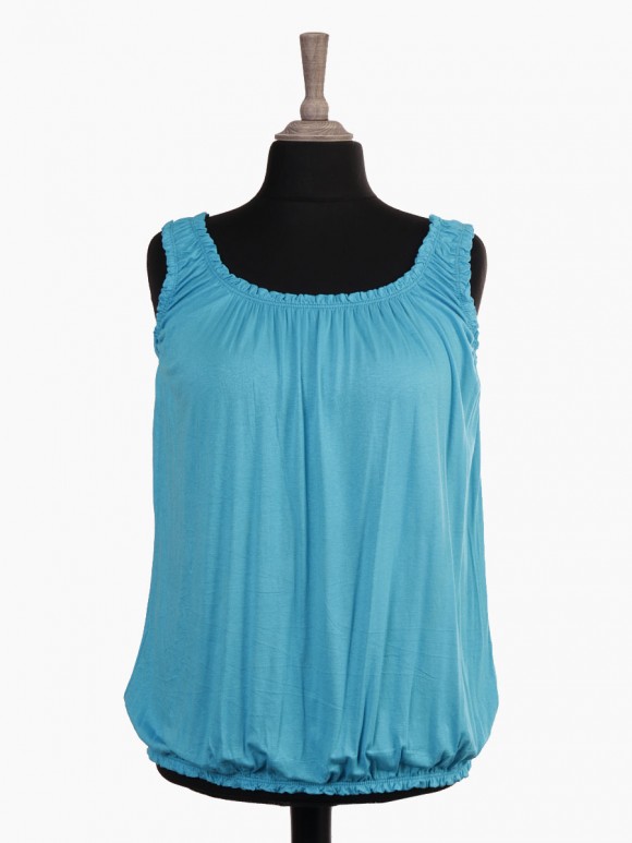 Italian Bubble Hem Jersey Vest Top