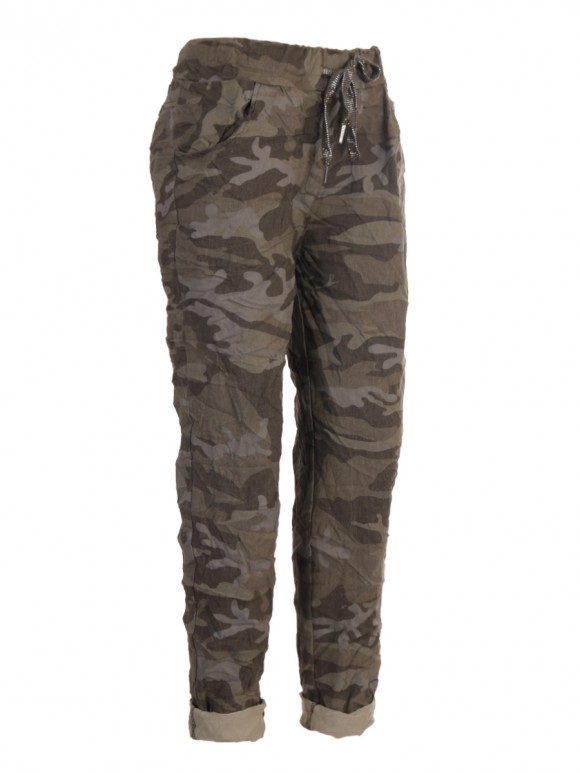 Italian Camouflage Print Cotton Magic Pants