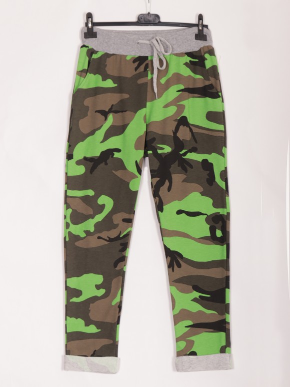 Italian Camouflage Print Cotton Trousers