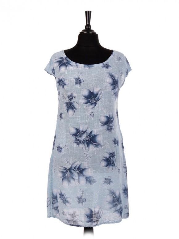 Italian Cotton Floral Print Top With Pockets